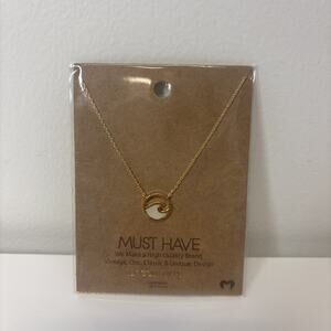 NWT 18 Karat Gold Dipped Necklace Waves Beach Nature Gift Present Dainty Present